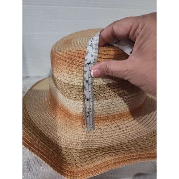 Woven Straw Paper Hat 57CM Medium Multicolor 100% Paper Lightweight Summer - Picture 13 of 14